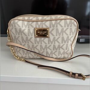 Michael Kors Beige and Gold Crossbody Bag